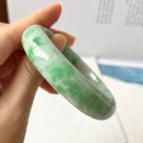 52.4mm A-Grade Natural Moss On Snow Jadeite Modern Round Bangle No.151752