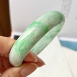 52.4mm A-Grade Natural Moss On Snow Jadeite Modern Round Bangle No.151752