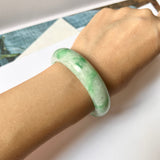 52.4mm A-Grade Natural Moss On Snow Jadeite Modern Round Bangle No.151752