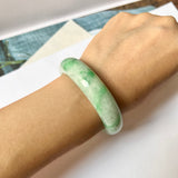 52.4mm A-Grade Natural Moss On Snow Jadeite Modern Round Bangle No.151752