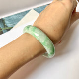 52.4mm A-Grade Natural Moss On Snow Jadeite Modern Round Bangle No.151752