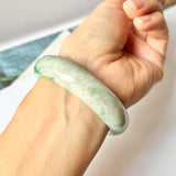 52.4mm A-Grade Natural Moss On Snow Jadeite Modern Round Bangle No.151752