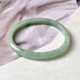 55.6mm A-Grade Natural Green Jadeite Modern Oval Bangle No.151794