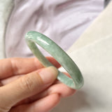 55.6mm A-Grade Natural Green Jadeite Modern Oval Bangle No.151794