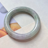 52.9mm A-Grade Natural Lavender Green Jadeite Traditional Round Bangle No.151773