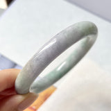 52.9mm A-Grade Natural Lavender Green Jadeite Traditional Round Bangle No.151773