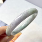 52.9mm A-Grade Natural Lavender Green Jadeite Traditional Round Bangle No.151773