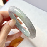 52.9mm A-Grade Natural Lavender Green Jadeite Traditional Round Bangle No.151773