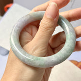 52.9mm A-Grade Natural Lavender Green Jadeite Traditional Round Bangle No.151773