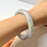 52.9mm A-Grade Natural Lavender Green Jadeite Traditional Round Bangle No.151773