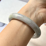 52.9mm A-Grade Natural Lavender Green Jadeite Traditional Round Bangle No.151773