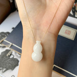 A-Grade Natural White Jadeite Calabash Pendant No.171705