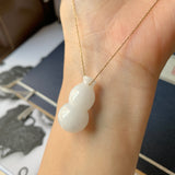 A-Grade Natural White Jadeite Calabash Pendant No.171705