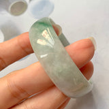 50.7mm A-Grade Natural Floral Jadeite Modern Round Bangle No.151636