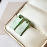 SOLD OUT: A-Grade Natural Jadeite Trapezium Earring (Clover) No.180648