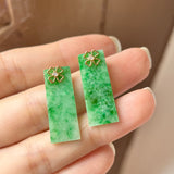 SOLD OUT: A-Grade Natural Jadeite Trapezium Earring (Clover) No.180648