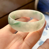 50.7mm A-Grade Natural Floral Jadeite Modern Round Bangle No.151636