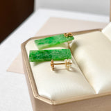 SOLD OUT: A-Grade Natural Jadeite Trapezium Earring (Clover) No.180648