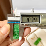 SOLD OUT: A-Grade Natural Jadeite Trapezium Earring (Clover) No.180648