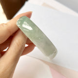 SOLD OUT: 50.8mm A-Grade Natural Light Green Jadeite Modern Round Bangle No.151851