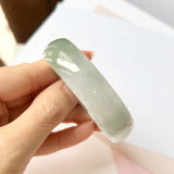 SOLD OUT: 50.8mm A-Grade Natural Light Green Jadeite Modern Round Bangle No.151851