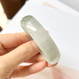 SOLD OUT: 50.8mm A-Grade Natural Light Green Jadeite Modern Round Bangle No.151851