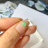 15.2mm A-Grade Natural Apple Green Jadeite MINI.malist Ring No.162225