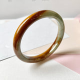 52.9mm A-Grade Natural Earthy Tone Jadeite Modern Round Bangle No.151819