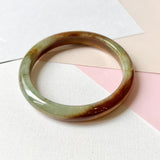 52.9mm A-Grade Natural Earthy Tone Jadeite Modern Round Bangle No.151819