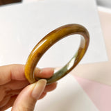 52.9mm A-Grade Natural Earthy Tone Jadeite Modern Round Bangle No.151819