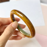 52.9mm A-Grade Natural Earthy Tone Jadeite Modern Round Bangle No.151819