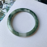 52.9mm A-Grade Natural Floral Bluish Green Jadeite Modern Round Bangle No.151935