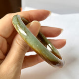 52.9mm A-Grade Natural Earthy Tone Jadeite Modern Round Bangle No.151819