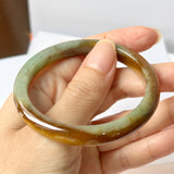 52.9mm A-Grade Natural Earthy Tone Jadeite Modern Round Bangle No.151819