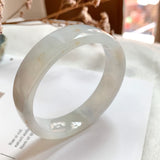 54.2mm A-Grade Natural Jadeite Modern Round Bangle (Right-Angle) No.151730