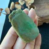 A-Grade Natural Tri-Colour Jadeite Antique Pendant No.220191