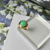 16.2mm A-Grade Natural Green Jadeite Dee Contempo Cabochon Ring No.162231