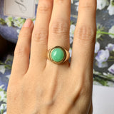 16.2mm A-Grade Natural Green Jadeite Dee Contempo Cabochon Ring No.162231
