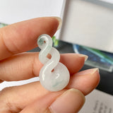A-Grade Natural Floral Jadeite Eternity Triple Knot No.8 Pendant No.171856
