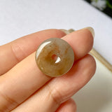 A-Grade Natural Brownish Grey Jadeite Donut Pendant No.171866