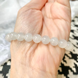 8.4mm A-Grade Natural White Jadeite Beaded Bracelet No.190211