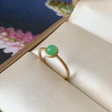 SOLD OUT: 16.2mm A-Grade Natural Apple Green Jadeite MINI.malist Ring No.162228