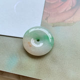 SOLD OUT: A-Grade Natural Moss on Snow Jadeite Donut Pendant No.171556