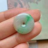 SOLD OUT: A-Grade Natural Moss on Snow Jadeite Donut Pendant No.171556