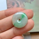 SOLD OUT: A-Grade Natural Moss on Snow Jadeite Donut Pendant No.171556