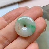 SOLD OUT: A-Grade Natural Moss on Snow Jadeite Donut Pendant No.171556