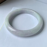 SOLD OUT: 59.4mm A-Grade Natural Lavender Green Jadeite Modern Round Bangle No.151940