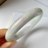 SOLD OUT: 59.4mm A-Grade Natural Lavender Green Jadeite Modern Round Bangle No.151940