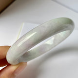 SOLD OUT: 59.4mm A-Grade Natural Lavender Green Jadeite Modern Round Bangle No.151940