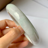 SOLD OUT: 59.4mm A-Grade Natural Lavender Green Jadeite Modern Round Bangle No.151940